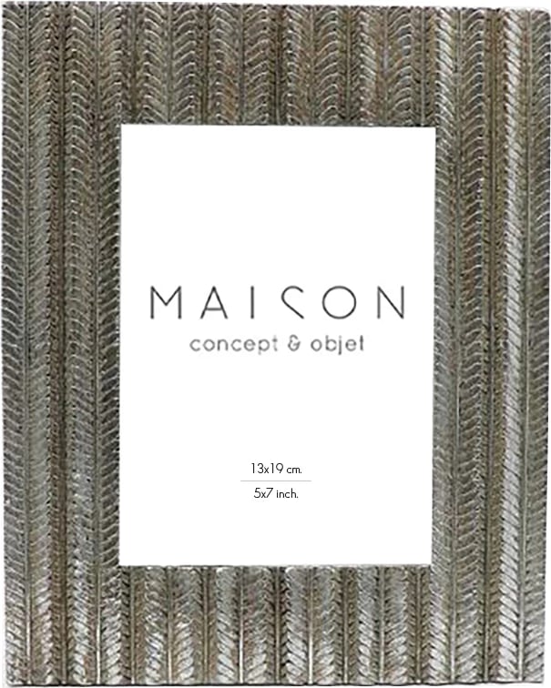 Kornizë Fishbone për foto, ngjyrë argjendi antike, 19x2x23 cm