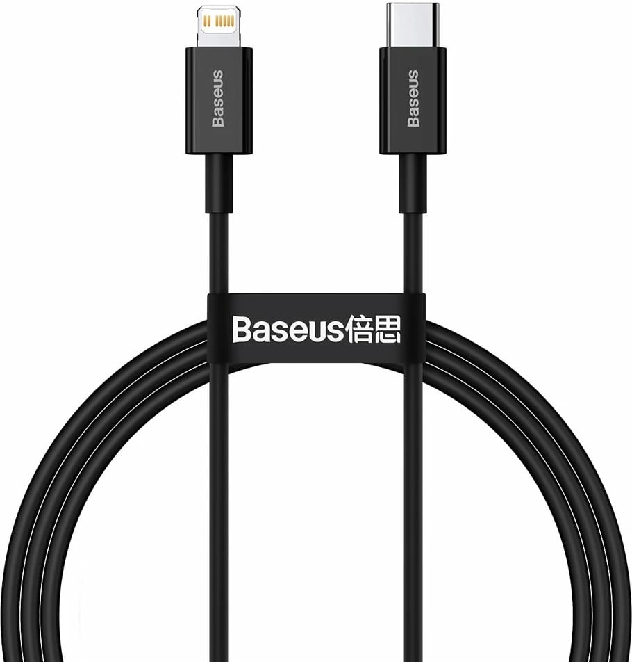 Kabllo Baseus Superior Series CATLYS-A01, USB-C në Lightning, 1m, 20W, e zezë