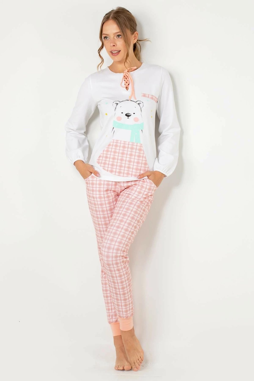 Set pizhamash për gra, Jumeon, ecru, 002-000722