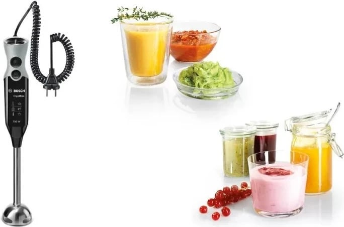 Blenderi dorës Bosch ErgoMixx, 750W, me ngjyrë zi-argjend