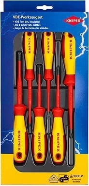 Set kaçavidash KNIPEX 00 20 12 V04, manuale, të izoluara, Kuqe dhe Verdhë