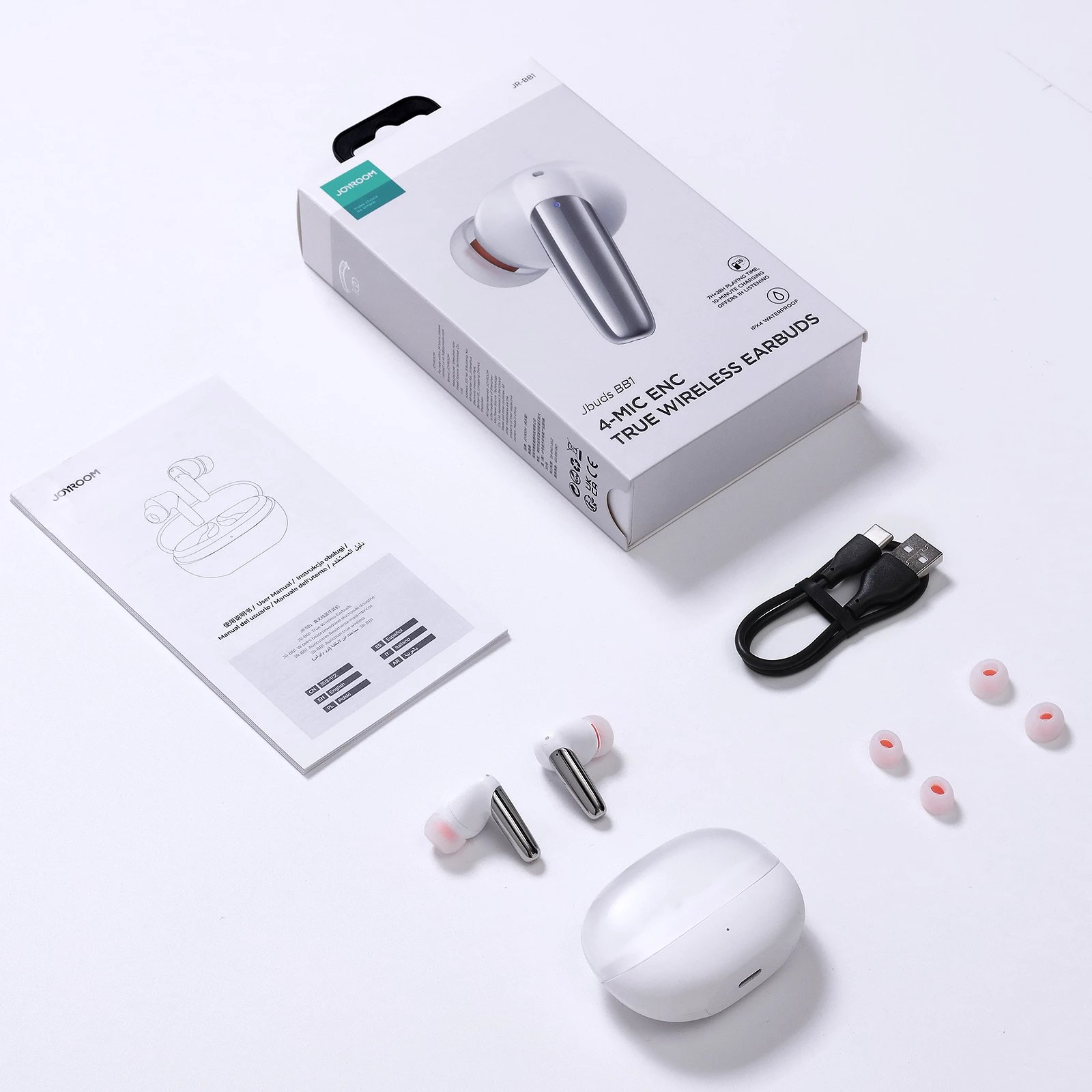 Kufje wireless Joyroom Jbuds Series JR-BB1 TWS, Bluetooth 5.3, USB-C, Bardhë
