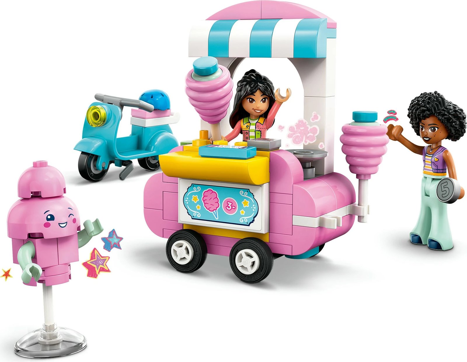 Set ndërtimi LEGO Friends 42643, kioskë sheqerka pambuku dhe skuter, 110 pjesë, shumëngjyrësh