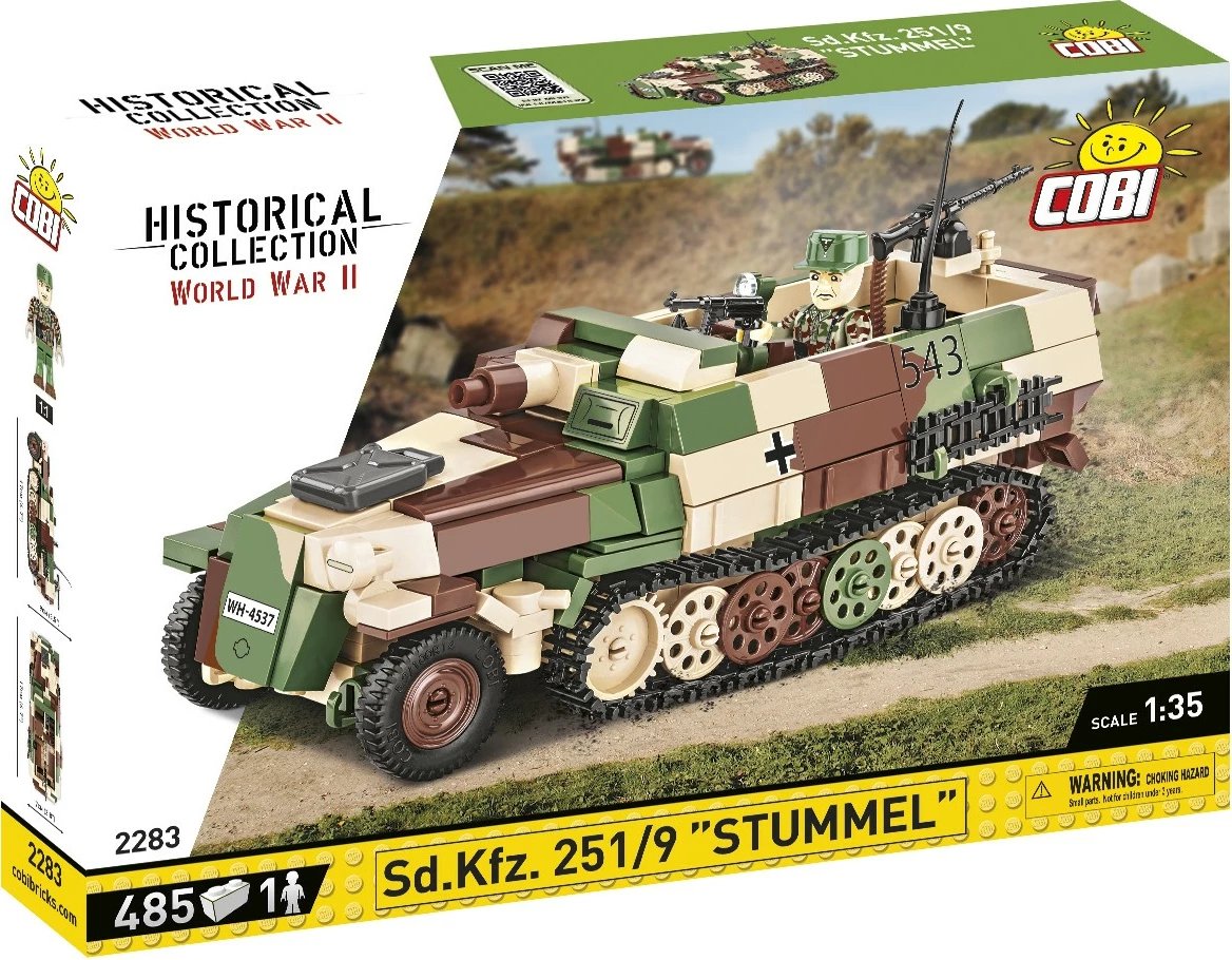 Set blloqesh Cobi Klocki Sd.Kfz. 251/9 Stummel, 485 pjesë, Kamuflazh