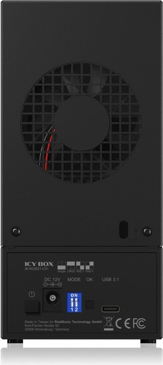 Kasë e jashtme IcyBox IB-RD3621-C31 për 2 HDD/SSD 2.5"/3.5", USB Type-C, e zezë