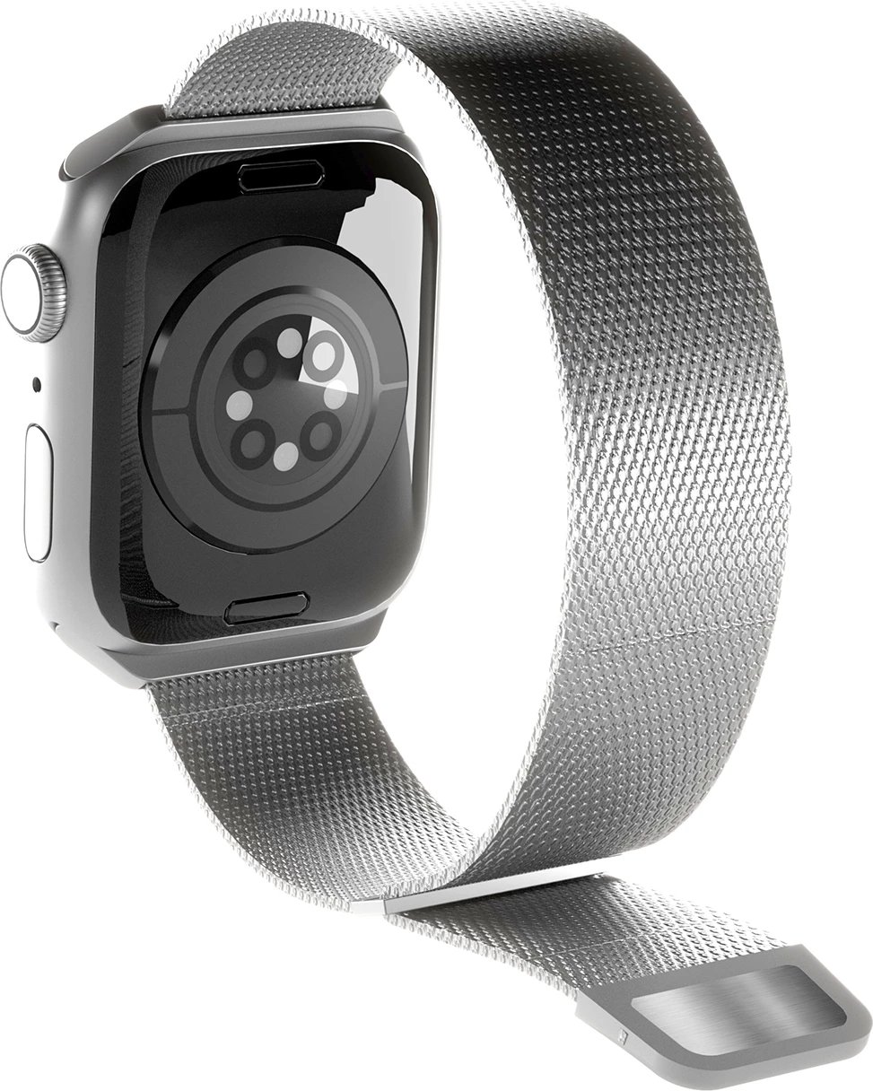 Rrip çeliku inox Puro Milanese për Apple Watch 42/44/45/49mm, Argjend