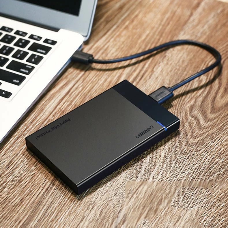 Kasë Ugreen US221 30848 për HDD/SSD 2.5", USB 3.2 Gen 1, me kabllo 0.5m, e zezë