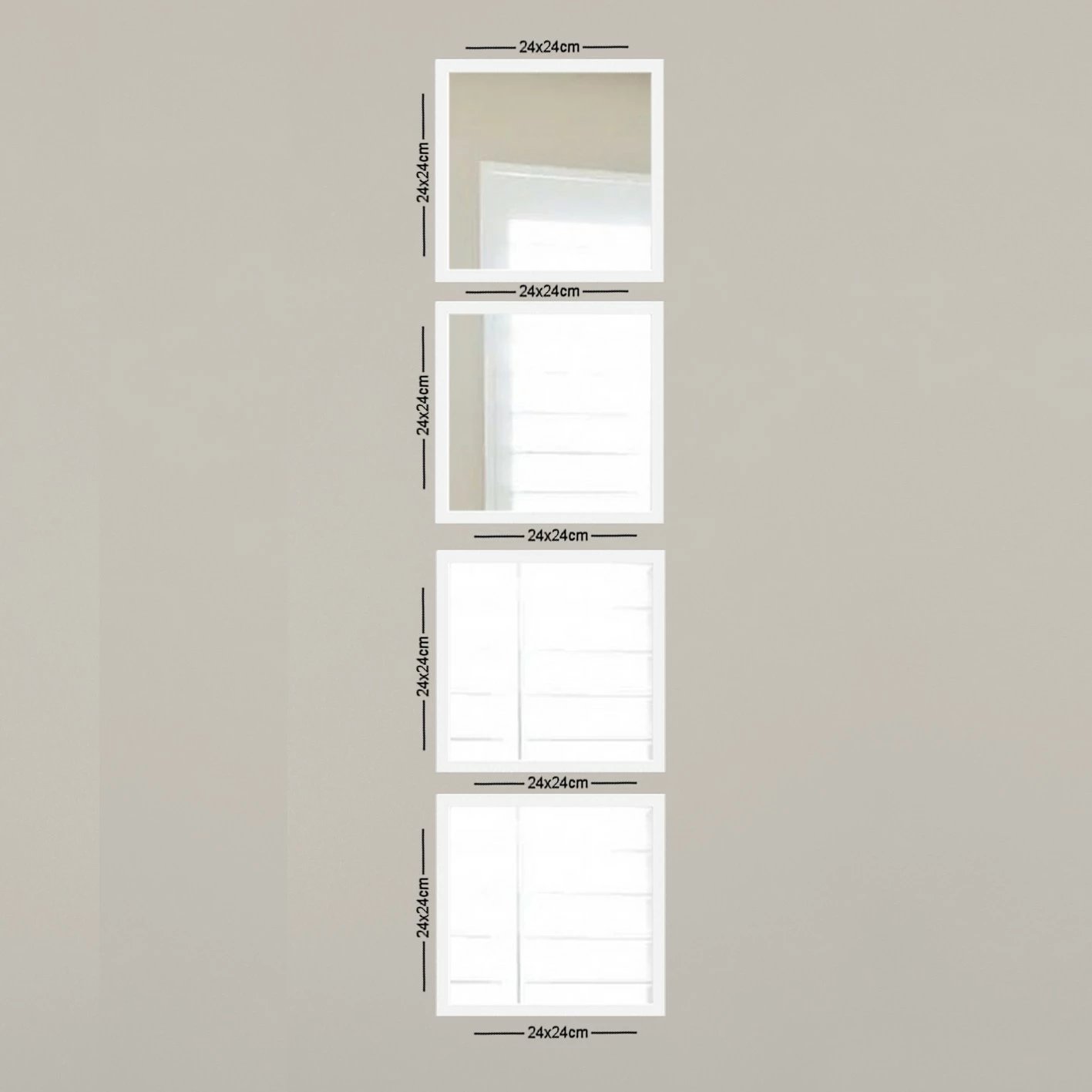 Set pasqyrash (4 copë), Wallity, SETAYNA_071, e bardhë dhe argjend