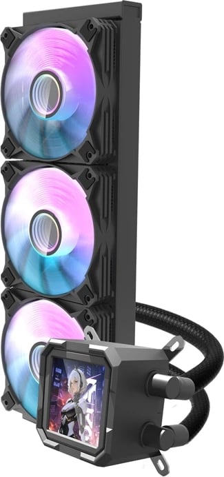 Ftohës me ujë për CPU Darkflash DV360S, ARGB, 360mm, me ekran IPS, i zi