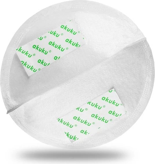 Tampona gjiri, Akuku, Premium Ultrasoft, 2 shtresa, me shirita vetëngjitës të dyfishtë, të bardha, paketim 30 copë