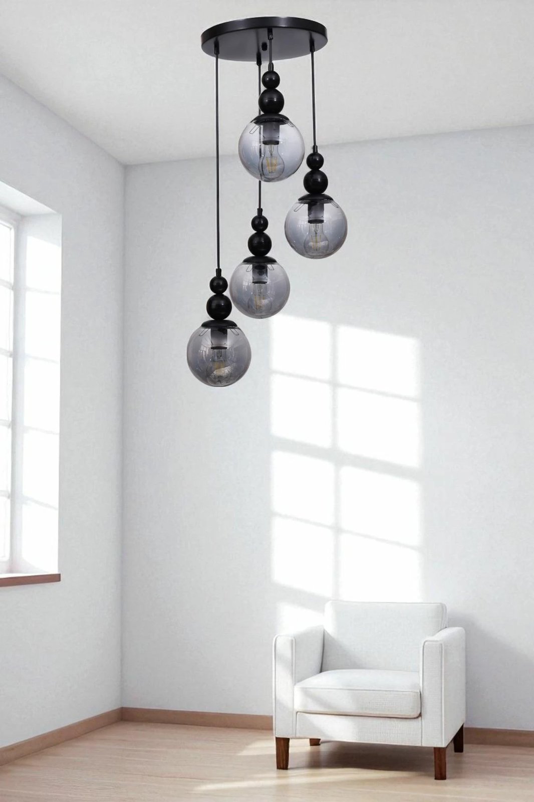 Llambë tavani Opviq, 9054-4, metal dhe qelq, gri/zi