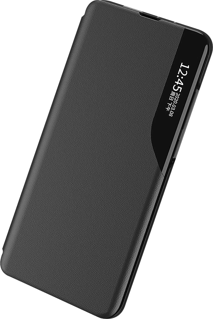 Mbështjellës Hurtel Eco Leather View Case për Samsung Galaxy S22+, me kapak dhe mbajtëse, Kuq