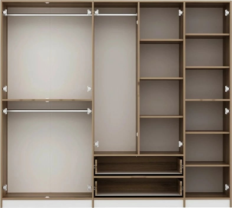 Dollap Hanah Home Elina, ngjyrë e bardhë dhe dore, 232x208x52cm