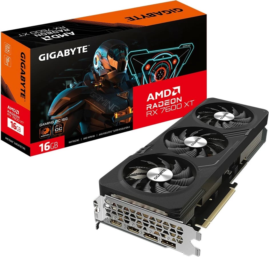 Kartelë grafike Gigabyte Radeon RX 7600 XT OC, 16 GB, GDDR6, PCI Express 4.0, e zezë