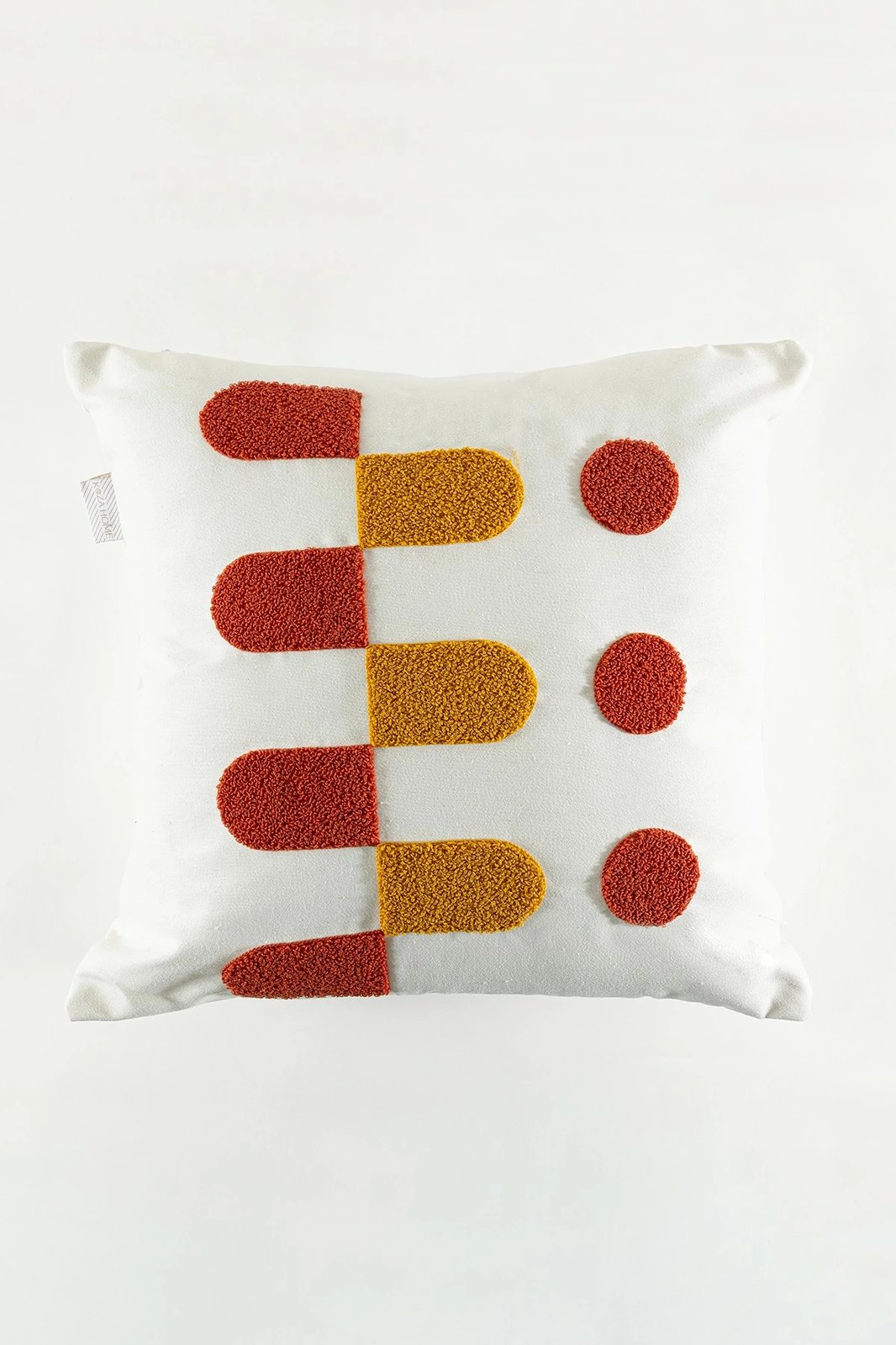 Jastëk dekorativ Evila Originals, Craft, ngjyrë mustard dhe e kuqe tullë