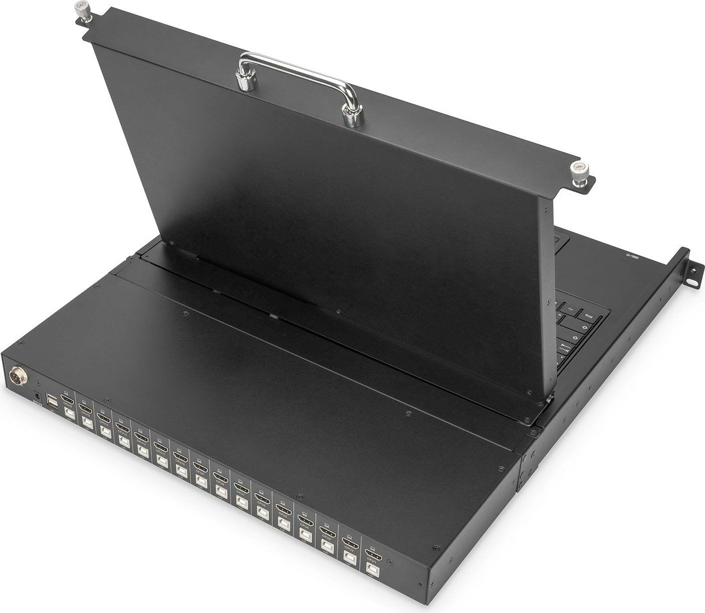 Konsolë modulare Digitus 17" HD LCD, 16-port HDMI KVM, QWERTZ, e zezë