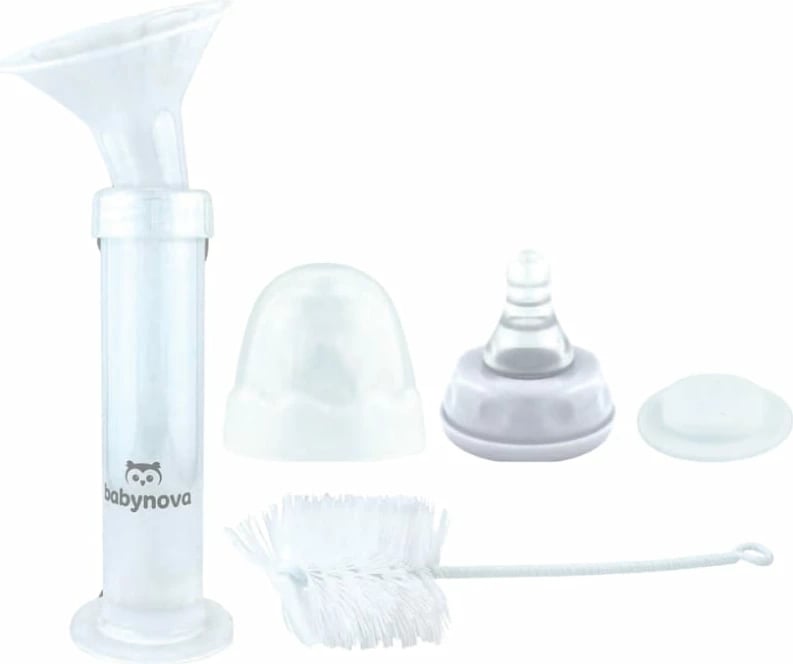 Set 6-copësh me pompë gjiri manuale dhe brushë për pastrim Babynova