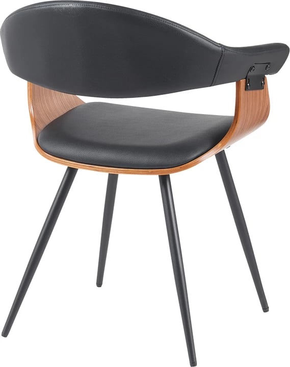 Karrige Austen, lëkurë artificiale e zezë, dru arre, metal i zi, 58x55x77cm