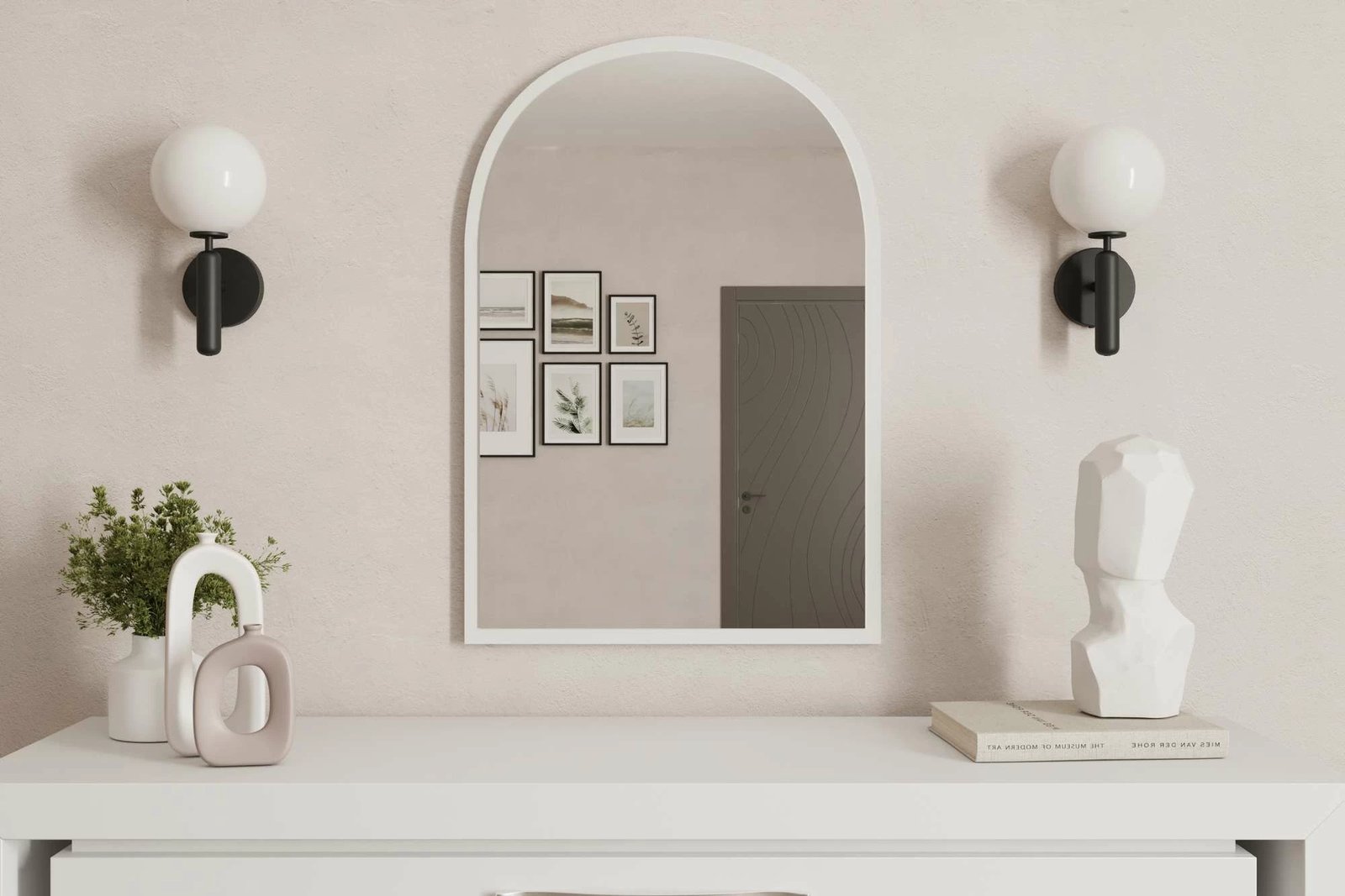 Pasqyrë dekorative Skye, Brilya, e bardhë