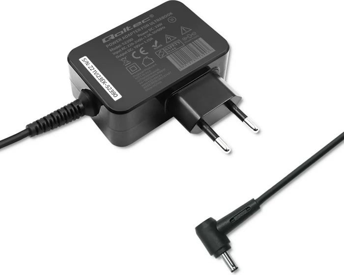 Karikues laptopi Qoltec 52390 për Asus, 33W, 19V, 1.75A, 4.0x1.35 mm, zi