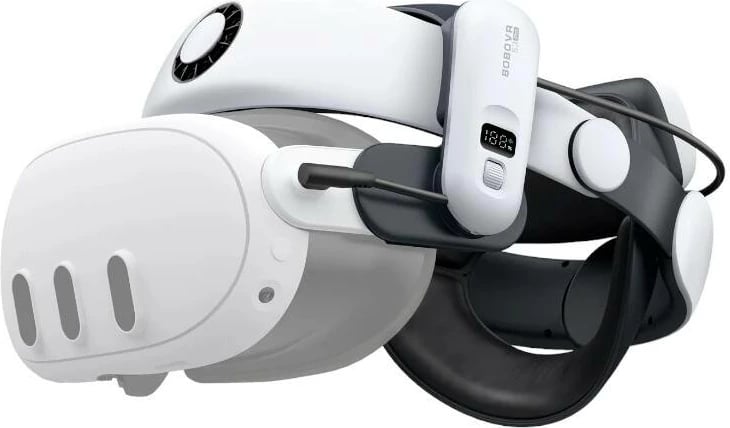 Rrip baterie BoboVR S3 PRO për Meta Quest 3 / Quest 3S, 10,000 mAh, i bardhë