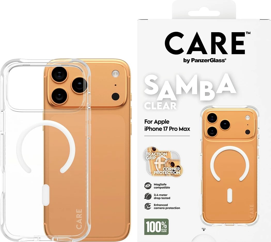 Mbështjellës PanzerGlass CARE Samba MagSafe për iPhone 17 Pro Max, transparent