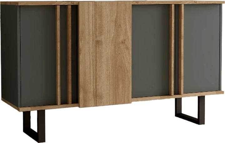 Sideboard Amanda I, ngjyrë antracit-arrë, 160x74x79cm