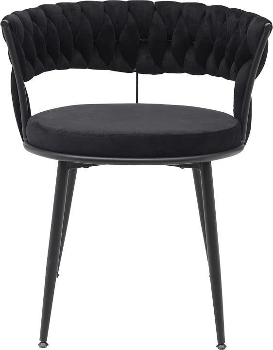 Karrige Alkia në kadife të zezë me këmbë metali të zezë 60x57x68cm