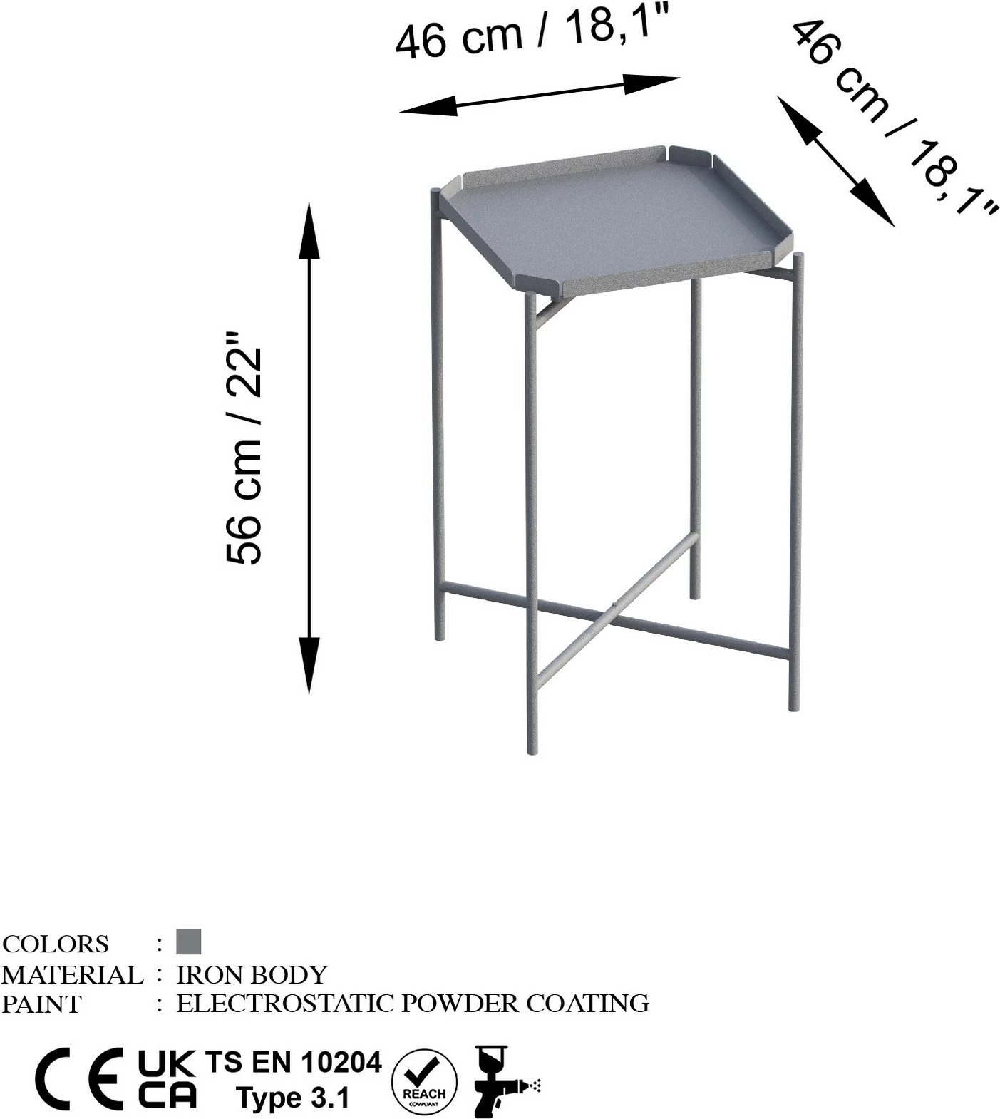 Tavolinë kafeje Hanah Home, Shb-008-C, ngjyrë gri