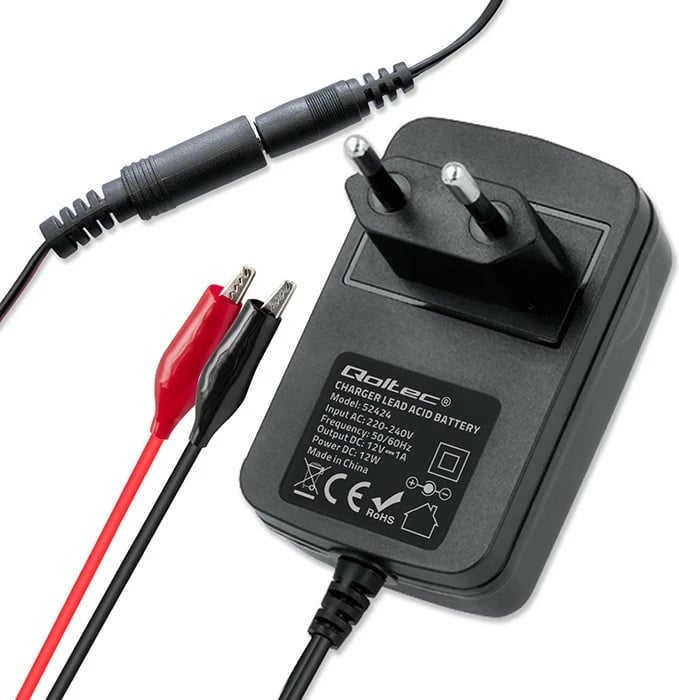 Karikues automatik baterie Qoltec 52424, 12V, 1.5A, LED, i zi