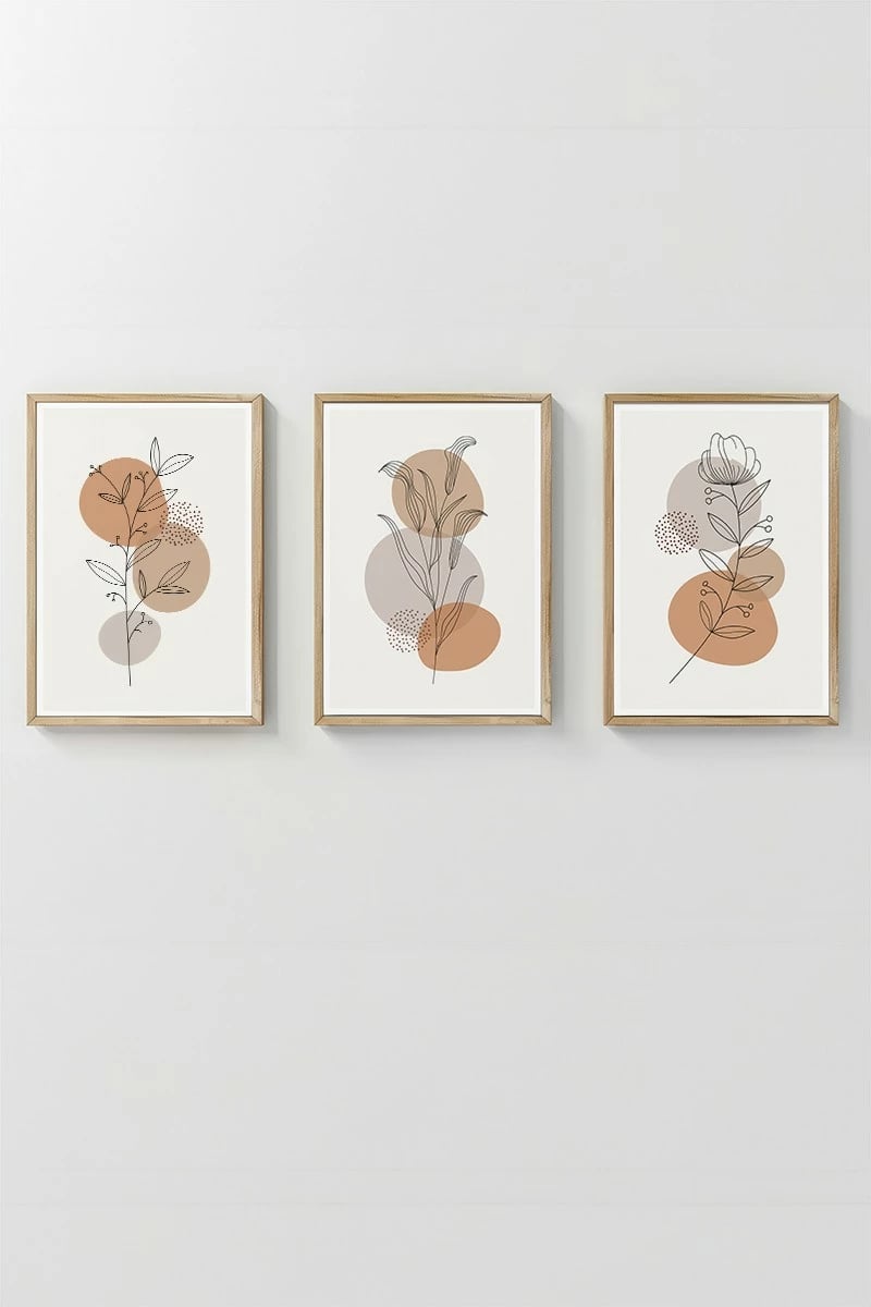 Set pikturash dekorative me kornizë, Wallity, 3 pjesë, 3Dartsohoset120