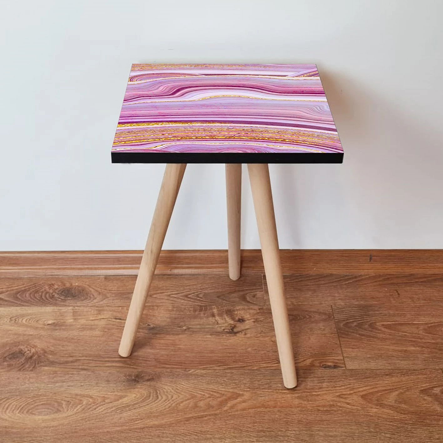 Tavolinë anësore Skye Decor, Shp88, rozë-lejla-bardhë-ari