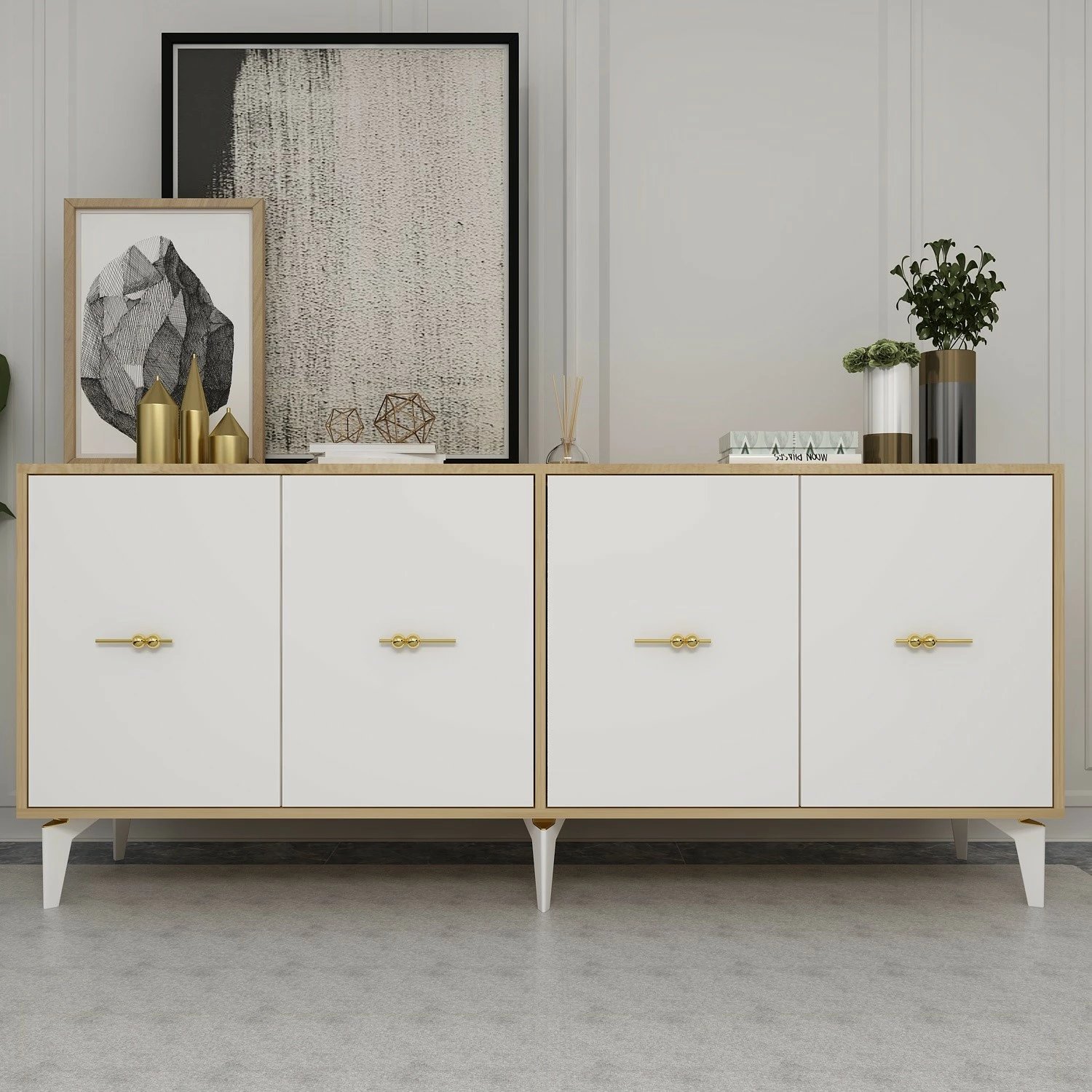 Konsol Skye Decor, ngjyrë lis safir, e bardhë