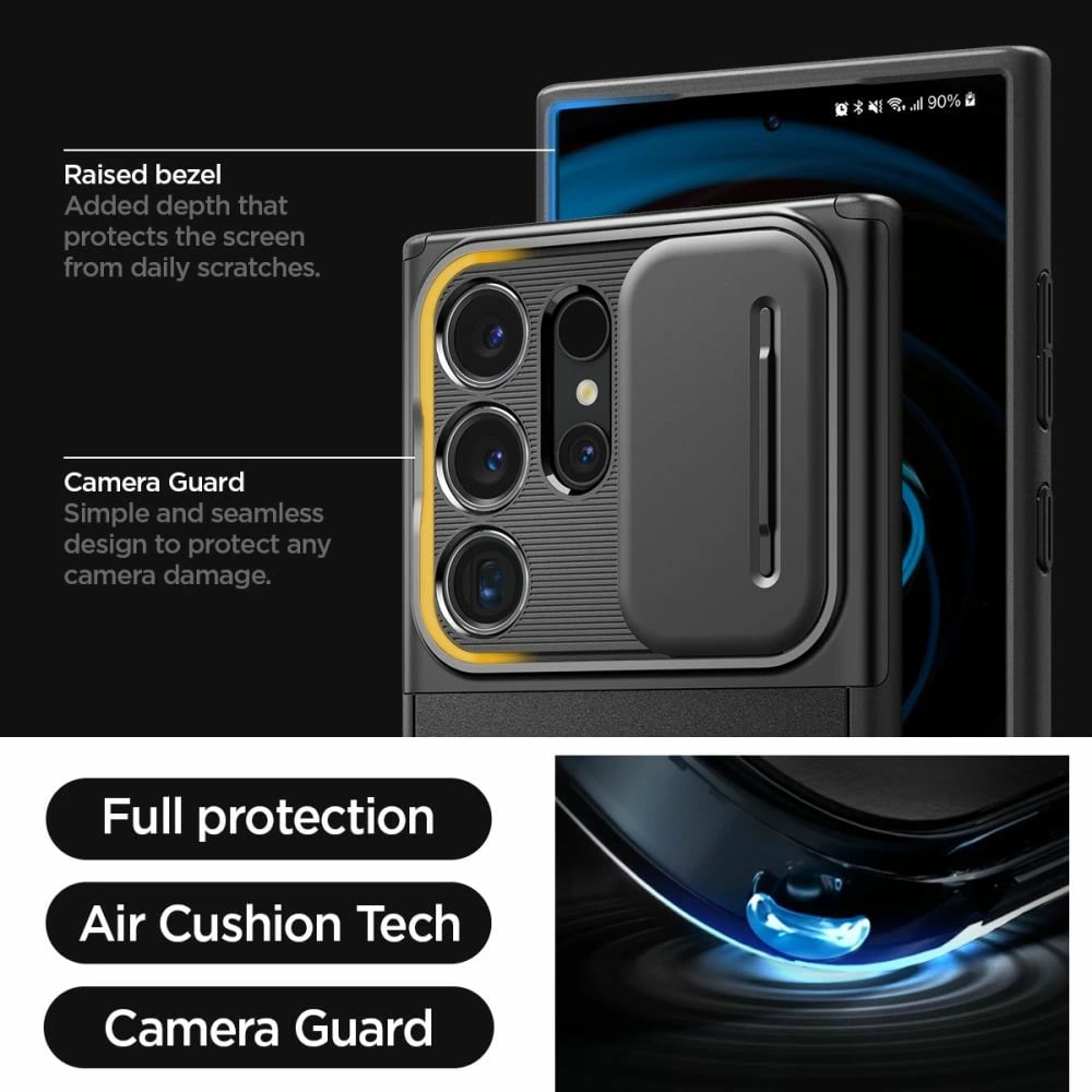 Mbështjellës Spigen Optik Armor për Samsung Galaxy S24 Ultra, i zi