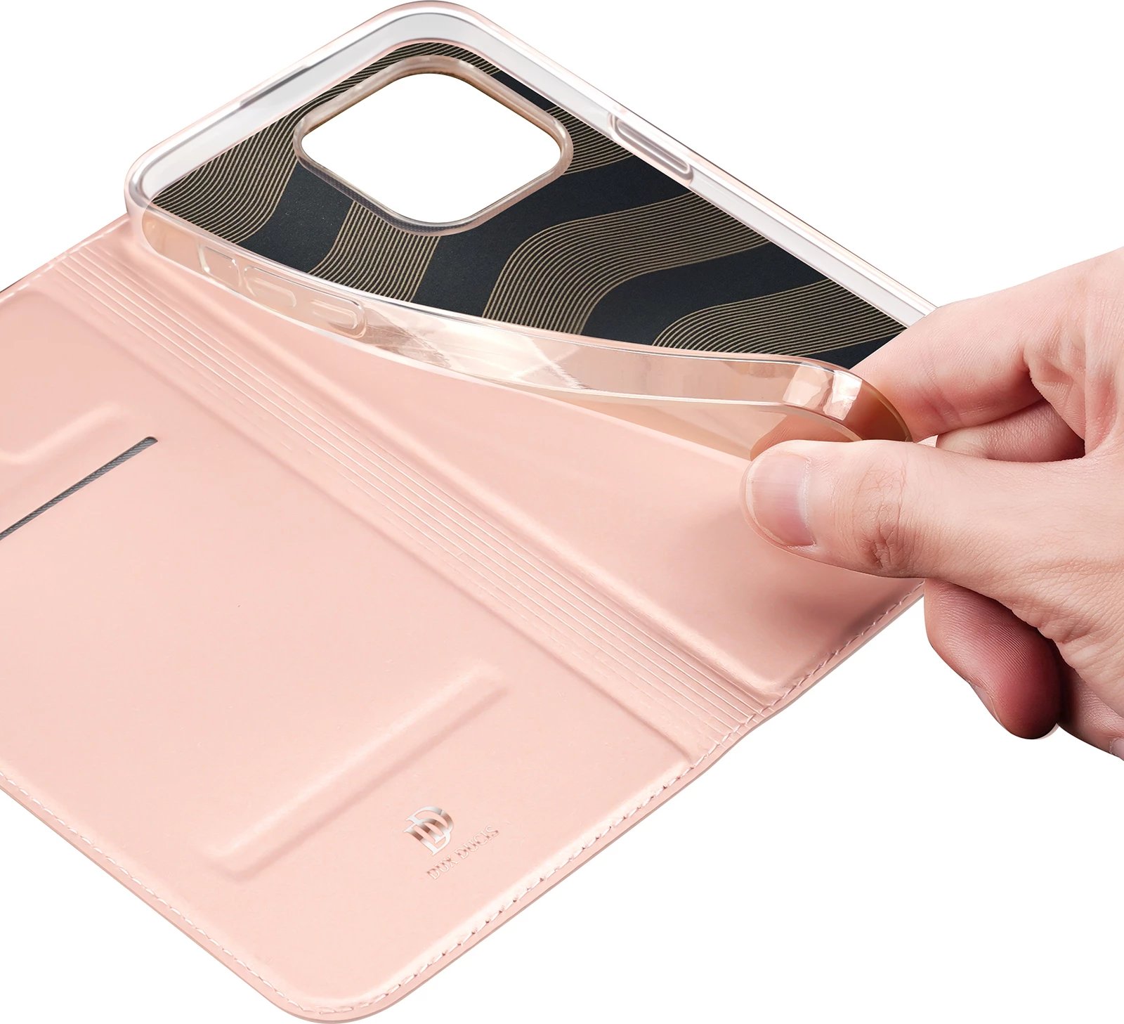 Mbështjellës Dux Ducis Skin Pro për iPhone 15 Pro Max, me xhep kartelash, rozë