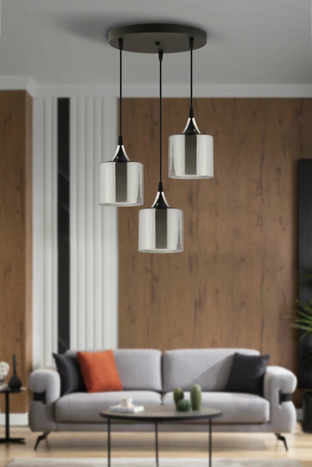 Llambadar Opviq, 64873, metal dhe qelq, ngjyrë gri dhe e zezë