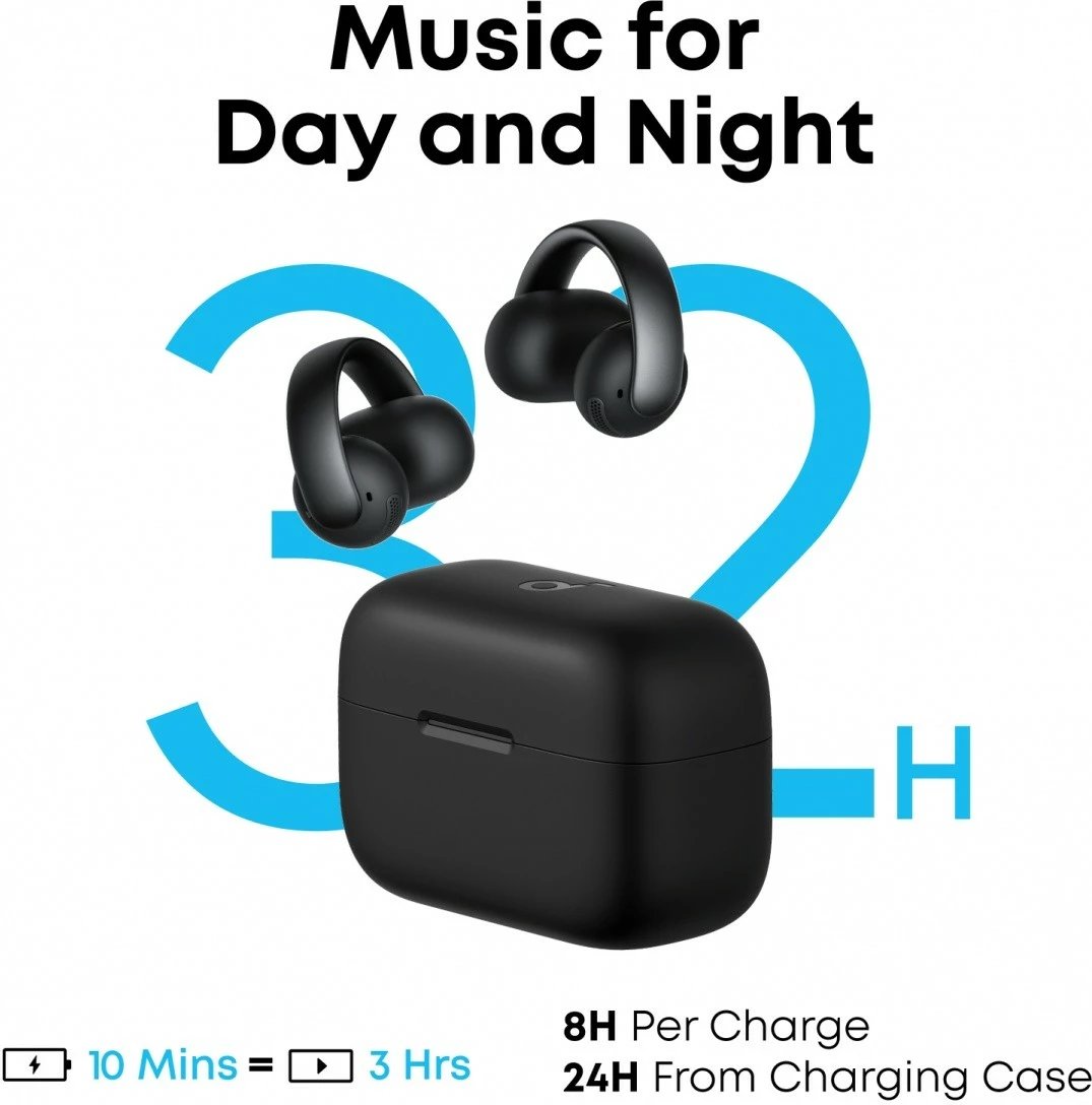 Kufje Bluetooth Anker Soundcore AeroClip A3388G11, Bluetooth 5.4, bateri 24h me kuti, mikrofon, USB-C, të zeza