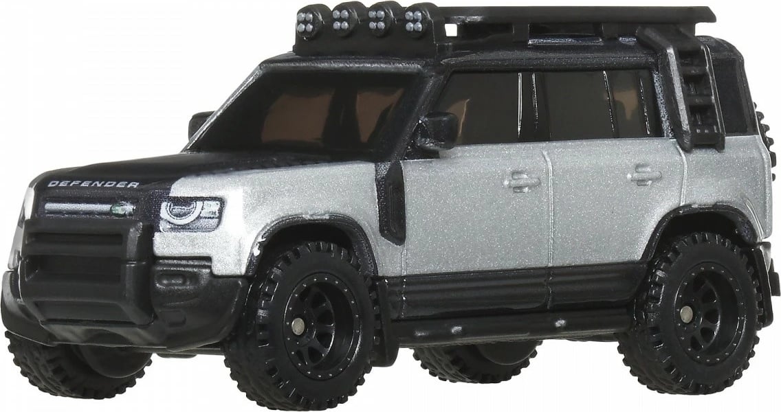 Set vetura Hot Wheels Jaguar MK1 & 2023 Land Rover Defender 110, 1:64, i zi/gjelbër/bardhë