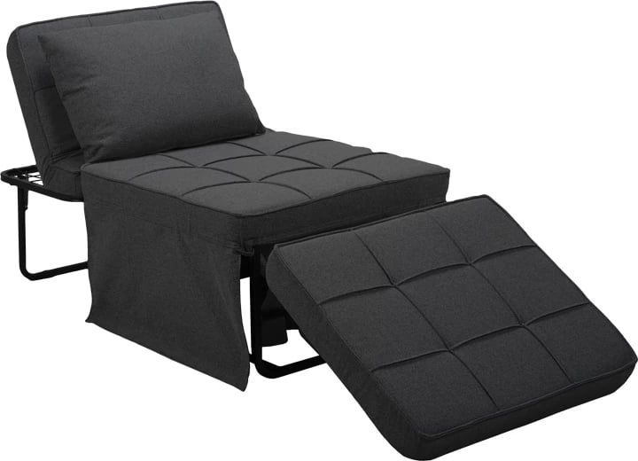 Karrige-shtrat Grejio, ngjyrë gri e errët, këmbë metalike të zeza, 70x70x45cm