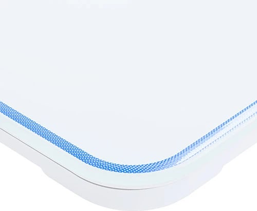 peshore banjoje Adler AD 8183 180 kg ekran LCD me ndriçim blu platformë qelqi njësi kg/lb/st e bardhë