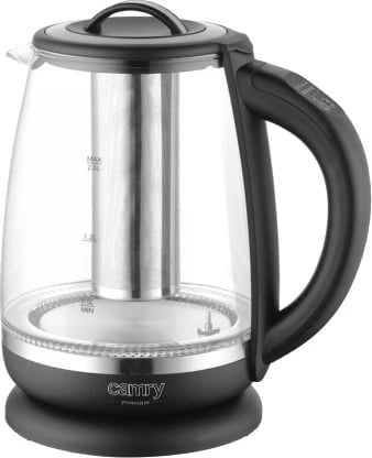 Zierës uji elektrik, Camry CR 1290, xham 2.0 L, kontroll temperature 60–100°C, shportë çaji, i zi