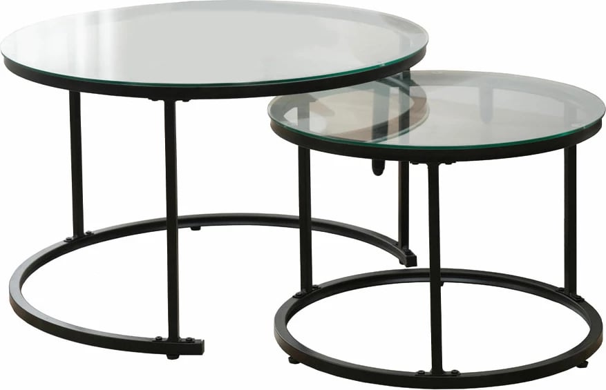 Set tavolinash kafeje Solar, 2 copë, ngjyrë e zezë, 75x75x45 cm