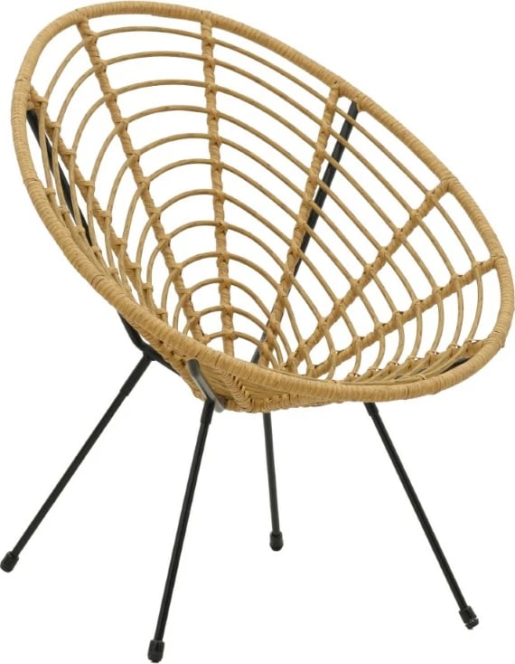 Karrige Naoki pe natyrale-këmbë metalike të zeza 78x74x87cm