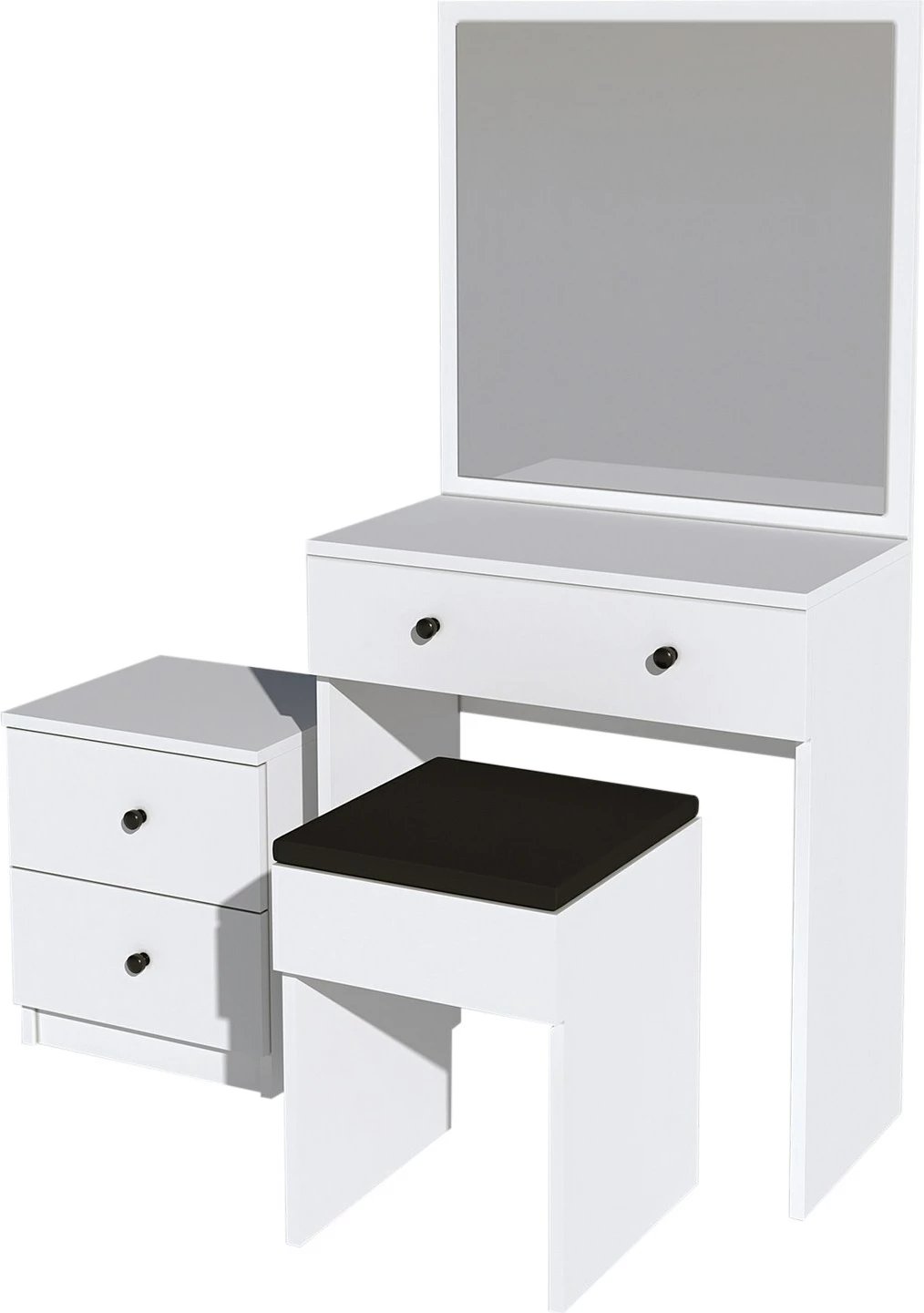 Tavolinë grimi Skye Decor, e bardhë, me komodinë dhe karrige