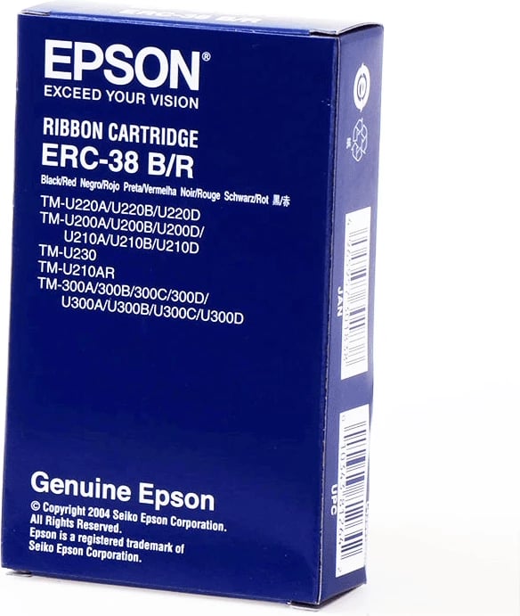 Shirit ngjyrues, Epson, ERC-38 B/R C43S015376, deri 1.5 milion karaktere, dyngjyrësh zi/kuqe