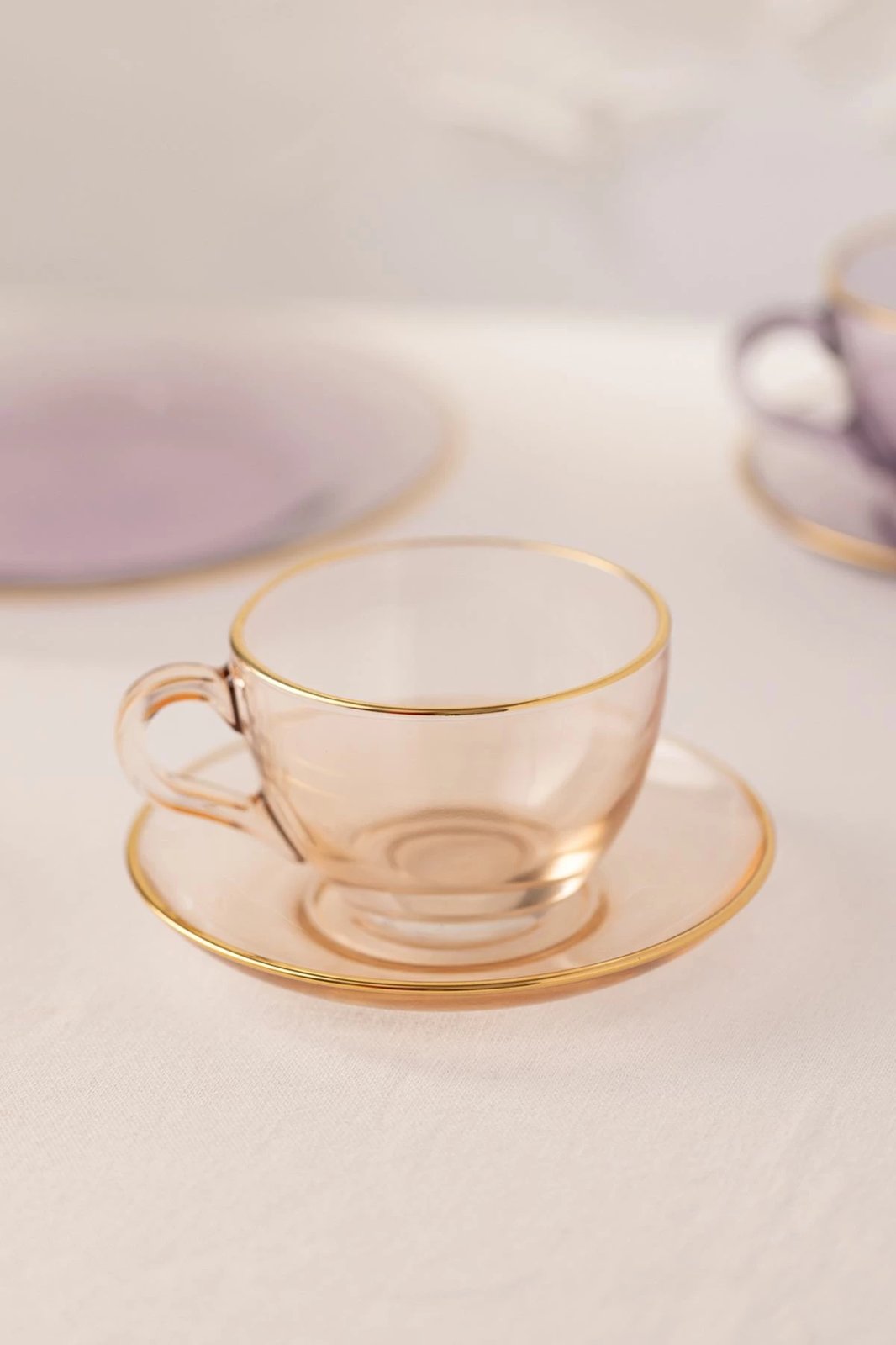 Set filxhanash çaji (4 copë), Hermia Concept, Five O'Clock, ngjyrë salmon