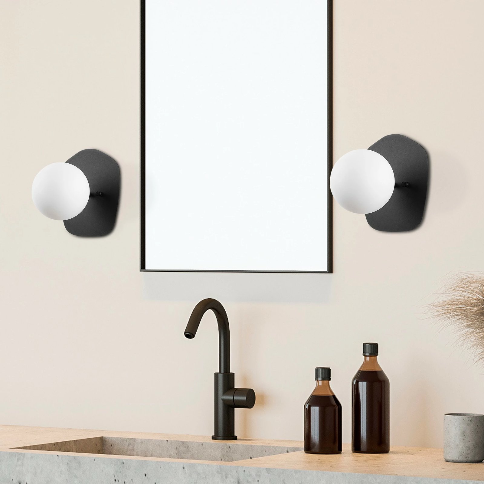 Llambë muri Opviq, Well - 11680, e zezë dhe krem, 20x25x25cm