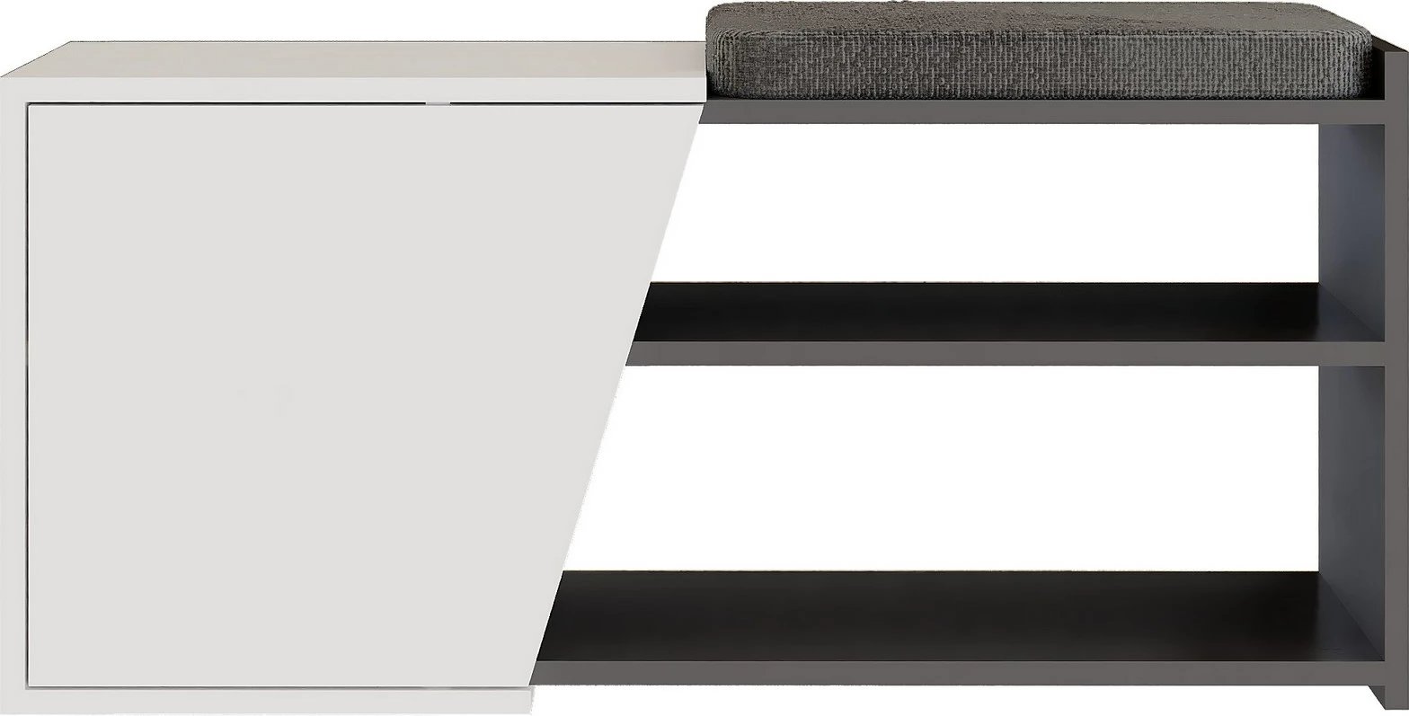 Dollap këpucësh me ulëse Fiona, Skye Decor, antracit, e bardhë