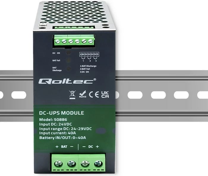 Modul DC-UPS Qoltec 50886, 40A, 24V, Argjendtë