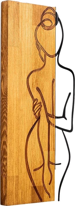 Dekor muri Kelesipo, dru pishe natyrale, metal i zi, 27x3x58cm